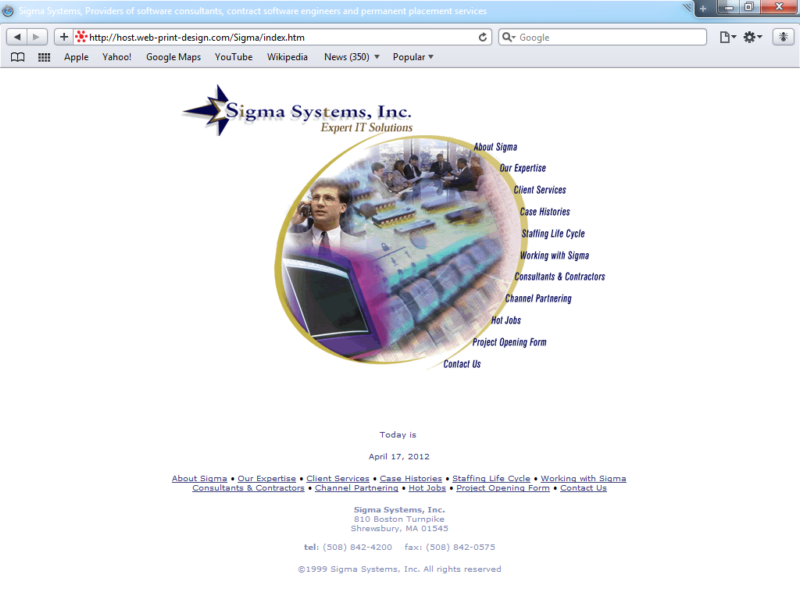 Example of Corporate Services HR and Training Web Design
